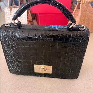 Kate Spade Black Crocodile-Embossed Mini Bag